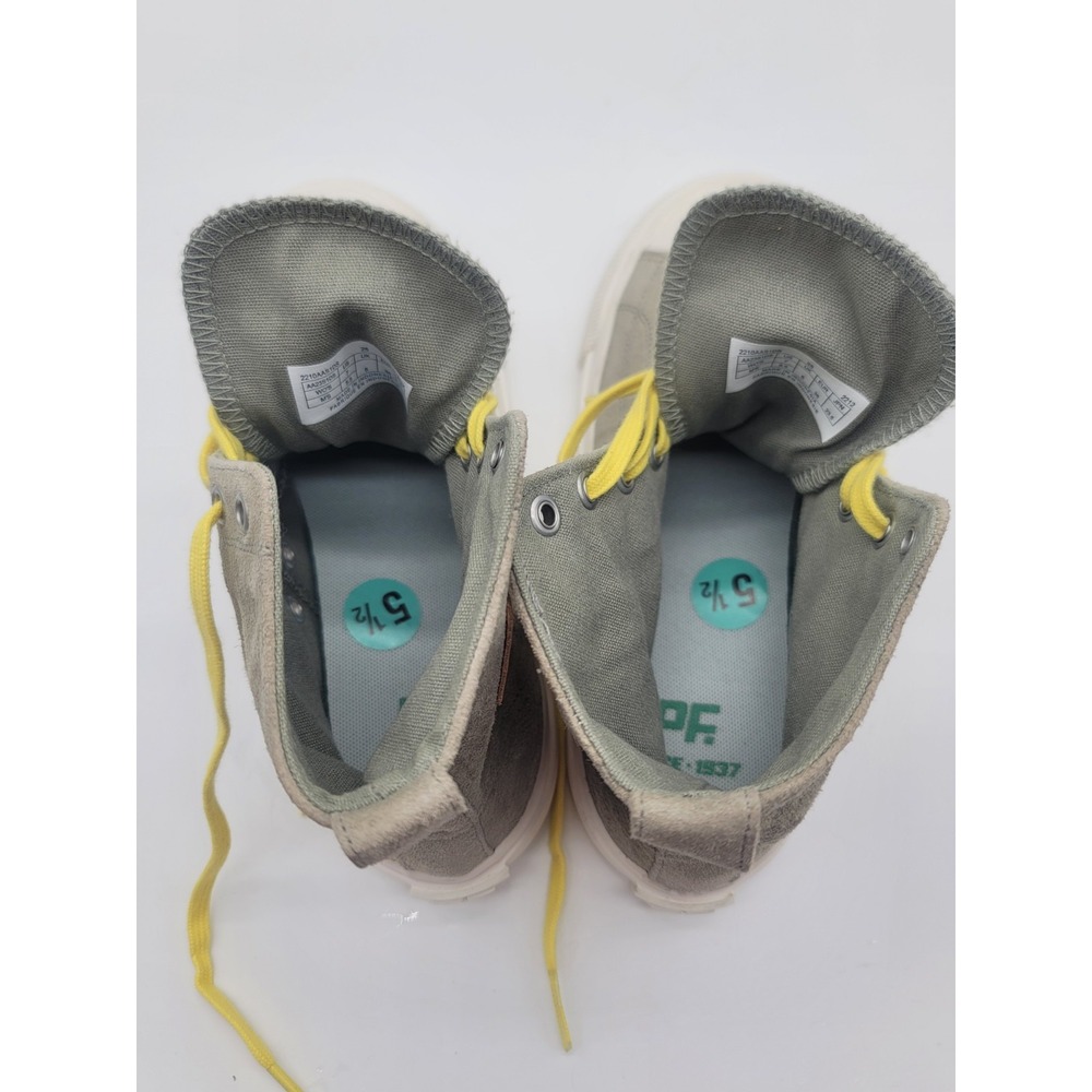 P.F. Flyers All-American Hi Gray Suede Sneakers Women's 7 Yellow Laces New - Picture 9 of 10